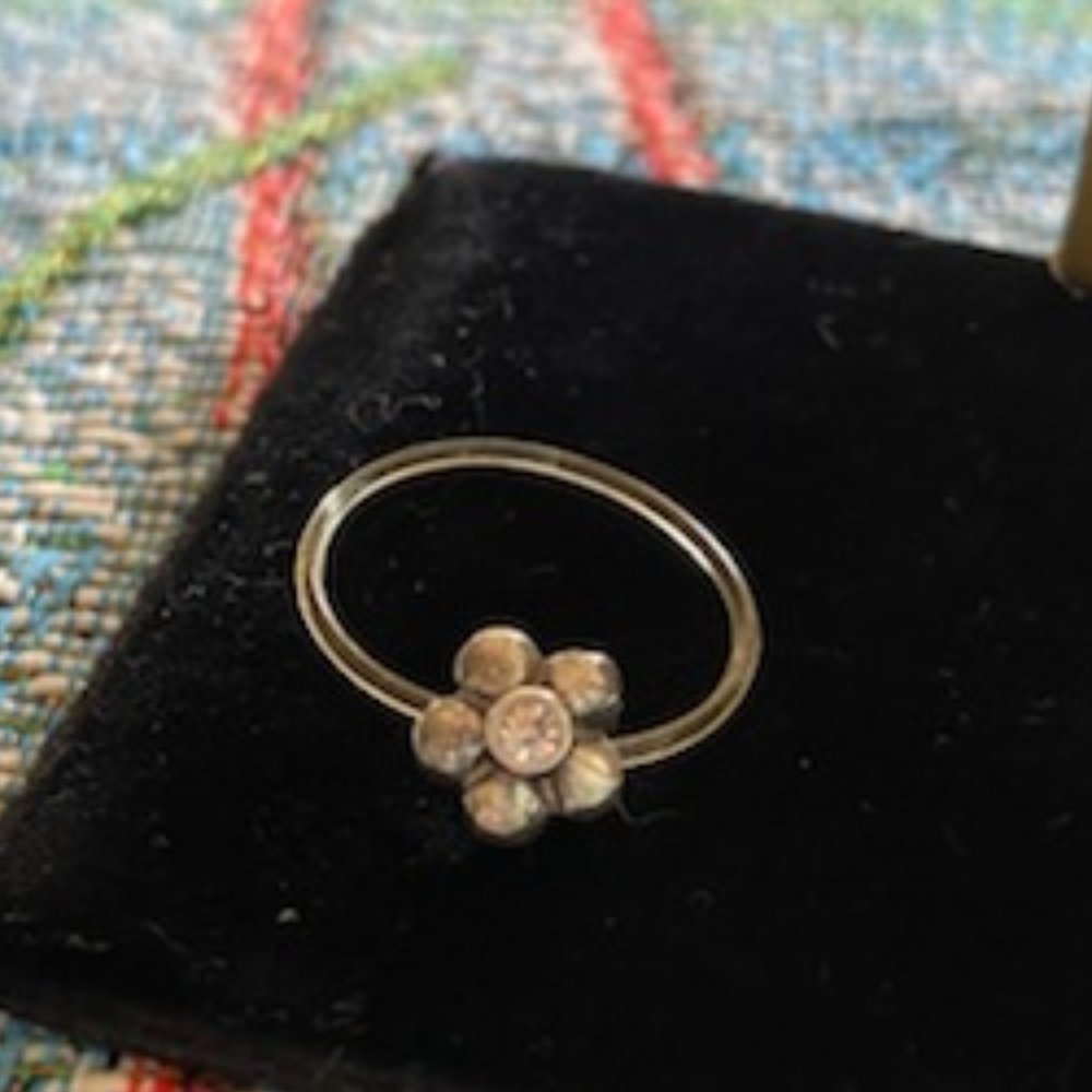 VINTAGE * Avon STERLING SILVER Illusion (Floating) FLOWER Finger or Toe RING * S